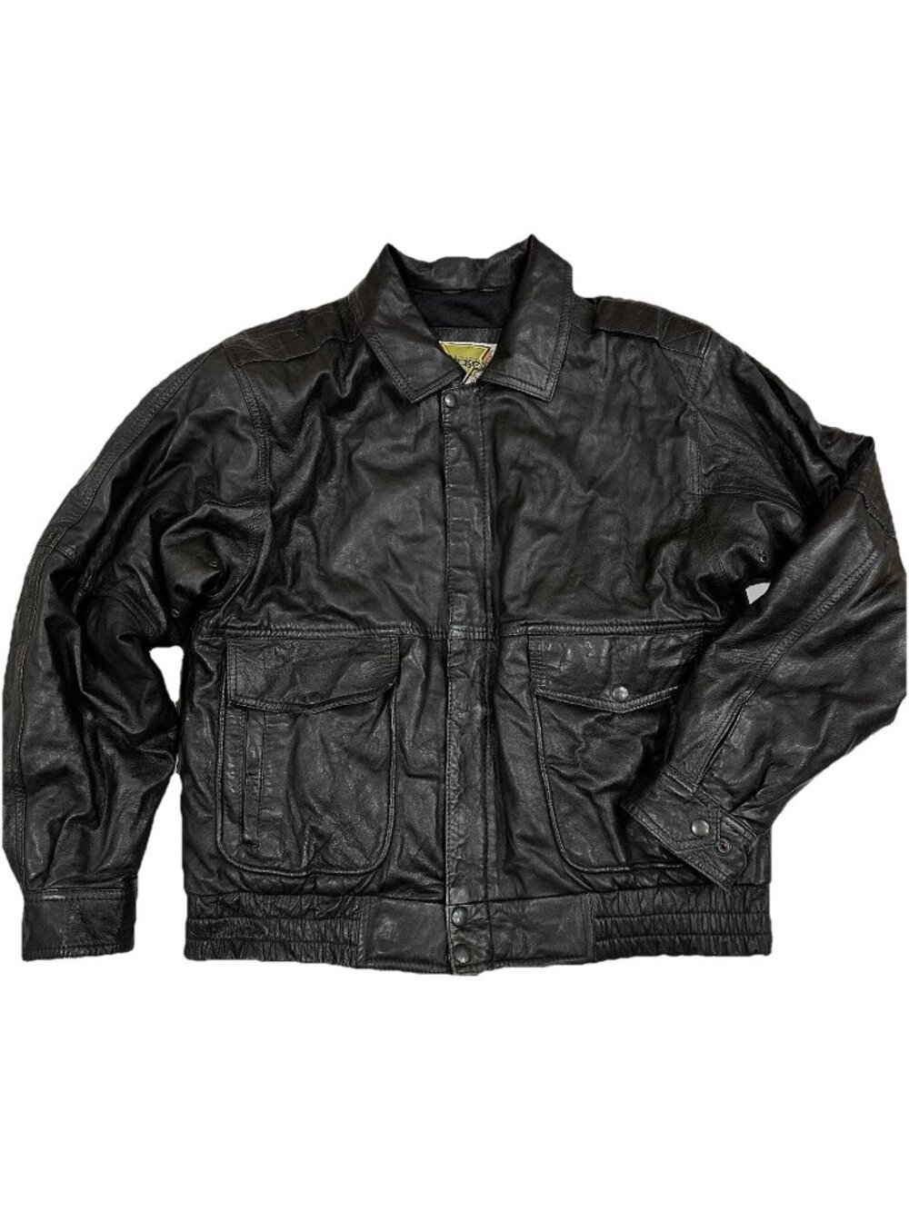 Wilsons Leather Jacket Mens Black Bomber Vintage Genuine Leather Coat Pockets